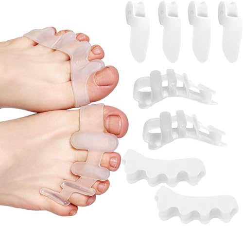 Lot de 4 paires Separateur Orteil, Correcteur Valgus & Séparateur Orteil, Ecarteur Orteil Silicone Gel, Écarteur Orteil Pour Orteils se Chevauchant en Silicone– Protège Orteil Hommes & Femmes