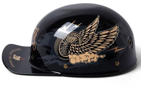 Caschi Cromwell Berretto Da Baseball Casco Mezzo Moto Vintage Caschi Jet E Demi-Jet Leggero Aperto Casco Scooter ECEDOT Omologato Per Adulti Uomini Donne Elmetto Scodella C,M:57-58CM