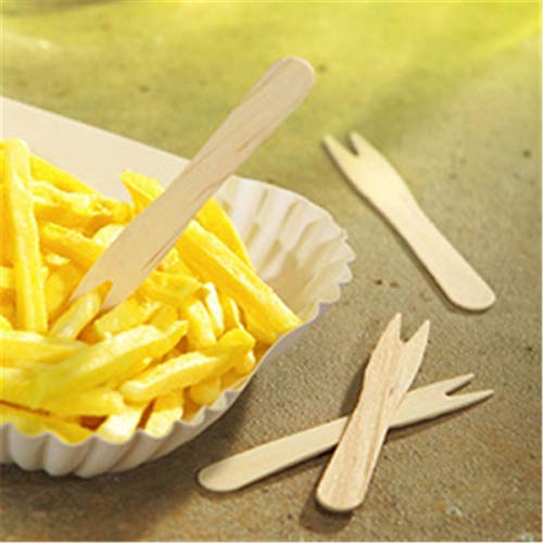Papstar 18201 Pommes-Frites-Gabeln, Holz pure, 8.5 cm, 1000 Stück