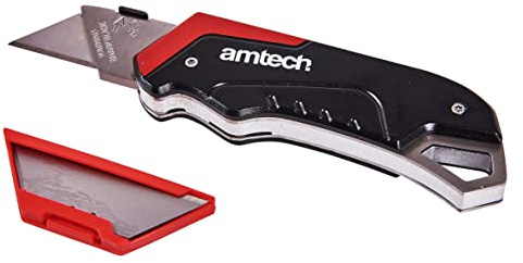 Amtech Slide Utility Knife, Retractable Steel Body with Quick-Change Blade System, for Flooring, Cardboard and DIY.