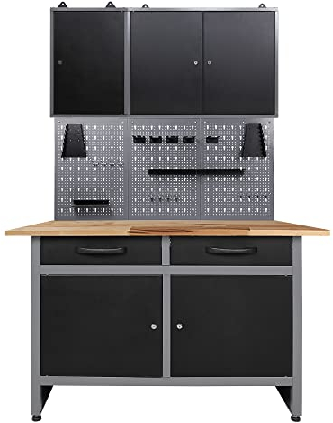 Ondis24 Werkstatteinrichtung 4 teilig Werkstatt Werkbank Werzeugschrank Euro - Lochwand mit Haken