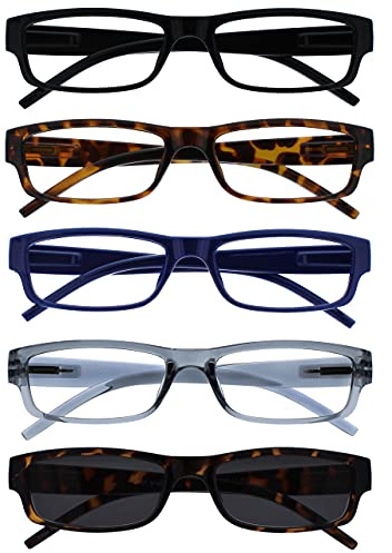 OPULIZE Die Lesebrille Unternehmen Schwarz Braun Blau Grau Leser Mit Sonne Leser Wert 5er-Pack Herren Frauen RRRRS32-12372 +2,50