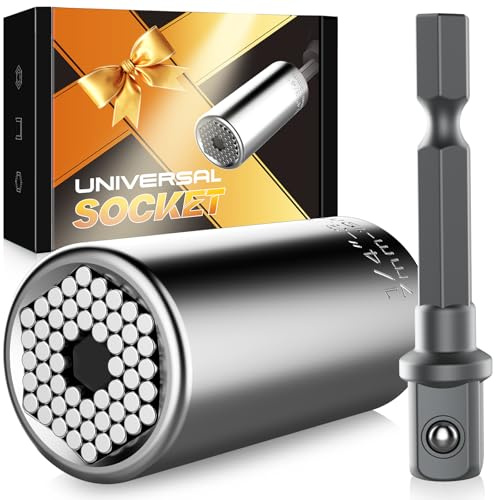 KUSONKEY Christmas Gifts Stocking Stuffers for Men, Super Universal Socket Tools Gifts for Him, Professional 7mm-19mm Tool Sets with Power Drill Adapter, Cool Gadgets for Him,Dad,Grandpa,Boyfriend | Gifts for Men,Professional 7mm-19mm Tool Sets with Power Drill Adapter,Cool Gadgets for Boyfriend
