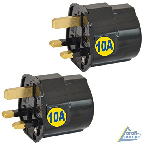 Universell reseadapter, manlig säkerhetsadapter, reseadapter jord, med ätpinnar, tysk Schuko-kontakt till England, mässing, 10 A, 250 V