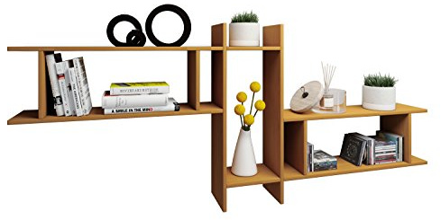 VCM Wandregal 188x20x80 cm 9 Fächer Holzwerkstoff Bücher Deko Büro | Offenes Wandregal für Bücher und Deko - Wohnzimmer oder Büro - für Bücherliebhaber und Sammler - Holzwerkstoff
