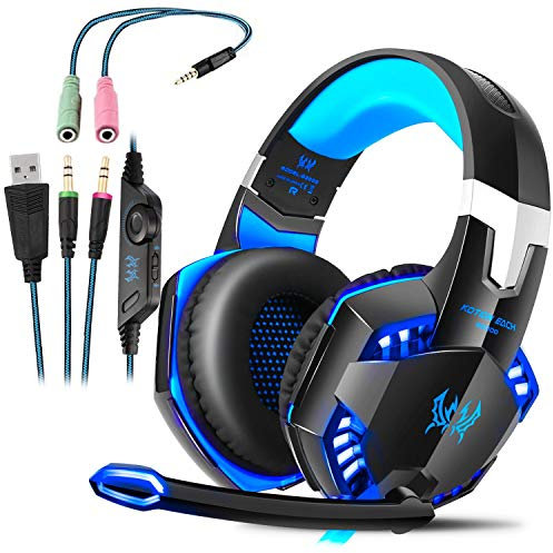 Tsing-Gaming-Headset/Over-Ear-Kopfhörer mit Mikrofon, für PC Computer blau