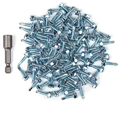 neverest® Bohrschrauben 6 Kant 100 Stk mit Magnet Bit für Stahl | Selbstschneidende Schrauben Inklusive Magnet Bit Bohrschrauben für Stahl, Blech, Holz/Industriequalität Wetterbeständig