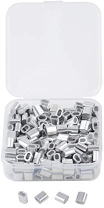 INCREWAY 200pcs M2 Aluminum Sleeves Clip Single Oval Hole Cable Crimps for 2mm Diameter Wire Rope and Cable