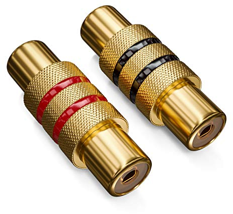 deleyCON Set 2 Adattatori RCA (1 Nero + 1 Rosso) - Connettori Cinch Maschio-Maschio per Segnale Audio/Video