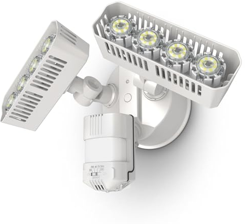 SANSI Projecteur LED Extérieur 3600LM avec Détecteur de Mouvement, Spot LED Extérieur 5000K avec 2 Têtes Réglables, Lumière de Sécurité IP65 Imperméable pour Éclairage de Garage Jardin Cour - Blanc