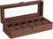 SONGMICS Boîte à Montres à 6 Emplacements, Coffret à Montres, Couvercle en Verre, Coussinets Amovibles, Serrure en Métal, Revêtement en Marron et Doublure en Marron JWB006K01