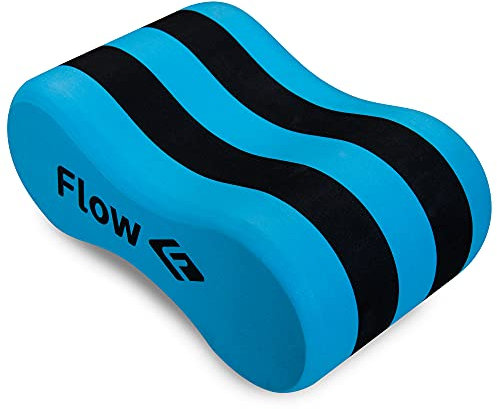 Flow Swim Gear Training Pull Buoy - Pull Float for Pool Lap Swimming in Adult and Junior Sizes (Blue/Black, Junior)