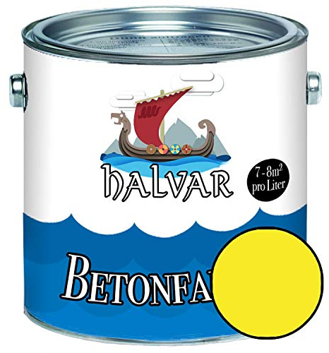 Halvar Betonfarbe/Bodenbeschichtung SEIDENMATT Gelb RAL 1000-1037 Fassadenfarbe (1 L, RAL 1018 Zinkgelb)