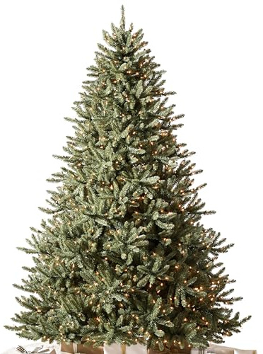 Balsam Hill 6.5ft Pre-Lit Classic Blue Spruce - Artificial Christmas Tree with 2144+ Tips, 700 Clear Incandescent Lights, Easy Plug Technology & Premium Stand for Indoor Holiday Decorating