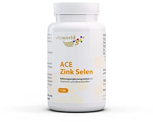 ACE Zink + Selen Kapseln – Selen Zink hochdosiert mit Vitamin A, C und E (120 vegane Kapseln) – unterstützt Zellschutz & Immunsystem – laborgeprüft, ohne Zusätze, glutenfrei – ACE Zink&Selen vitaworld
