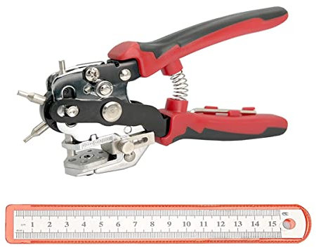 Maerd Leather Hole Punch Set, Professional leather Punch Tool, 6 Multi-Hole Sizes Heavy Duty Belt hole puncher, leather Fabric Hole Puncher for Crafts & DIY, Saddles, Straps, Cardboard, Plastic