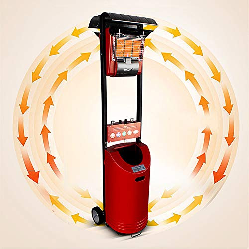 Chauffe-terrasse extérieur avec roue, chauffage au gaz de cour parapluie commercial avancé, lampe chauffante silencieuse et étanche pour grand espace, gaz liquéfié little surprise