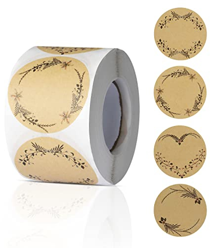 500 Pezzi Etichette Adesive,Etichette Adesive Personalizzate,Etichette per Marmellate,Etichette Rotonde in Carta Kraft per Barattoli,Bottiglie,Prodotti da Forno,Buste,Regali (marrone-2)