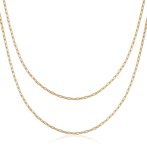 Bestewelry 1 m 14 Karat Gold gefüllte Ketten Büroklammer Kabel Ketten gelötet ovale Gliederketten mit Samt-Schmuckbeutel für Halsketten, Armbänder, Schmuckherstellung