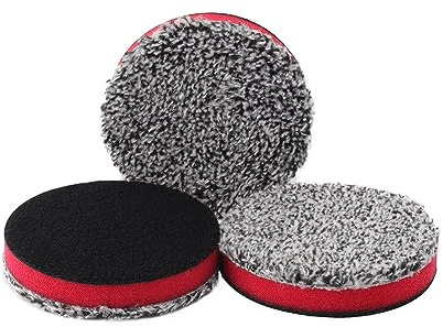 SPTA Microfiber Cutting Pads, 3PCS Soft Microfiber Wax Removal Pad, Detailing Wax Applicator Pad, for Waxing and Polishing&Scratch and Vortex Removal Pad (3 Inch Sets)