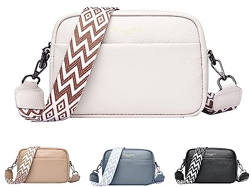 Rpporm Umhängetasche Damen Klein Leder Crossbody Bag Damen Breiter Gurt Schultertasche Sling Bag Handytasche Zum Umhängen Damen Tasche Mit Reißverschluss Messenger Bag Shoulder Bag