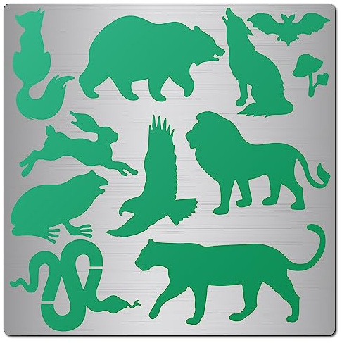 GORGECRAFT 12 cm Edelstahl-Stanzschablonen Wiederverwendbare Metall-Wolf-Kaninchen-Schablone Tiervorlagen Tagebuch Werkzeug Zum Malen Auf Holz Wand Leinwand Möbeln Brandmalerei Gravur Heimdekoration