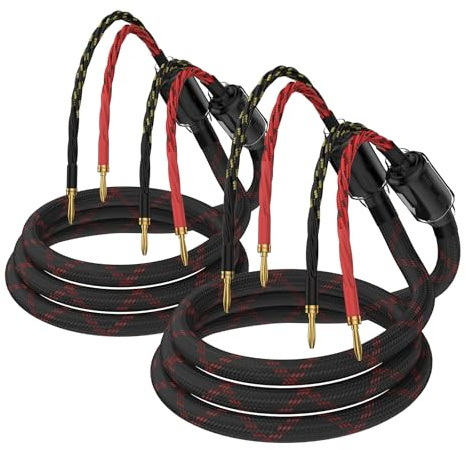 Tirstrup Lautsprecherkabel Bananenstecker Lautsprecher, 1 Paar HiFi OFC Braid Lautsprecher Kabel mit Bananenstecker für Lautsprecher Verstärker Home Theater Konzerte, KTV. (2 Meter)