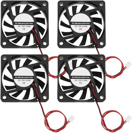 ECSiNG 4Pcs DC 12V 6010 Brushless Cooling Fan Oil bearings Fan 60x60x10mm for Cooling DIY PC Computer Case CPU Coolers Radiators Fan-2 Pin Case Fan