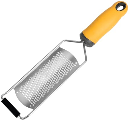 Küchenkäsereibe, 31 cm Länge Zitronenschale, Edelstahl-TPR-Griffreibe, feine Parmesanreibe für Kartoffeln, Zucchini, Karotten, Äpfel, Kohl und Weichkäse (Gelb)