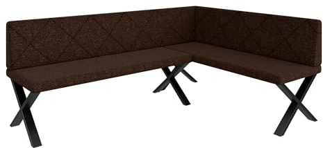 FURNISTAR Eckbank Akiko Metal X - Eckbankgruppe für Ihrem Esszimmer, Küche modern, Sitzecke, Essecke. Perfekt für Küche, Büro und Rezeption. Solide und Starke Verarbeitung. (196x142-Rechts-Inari28)