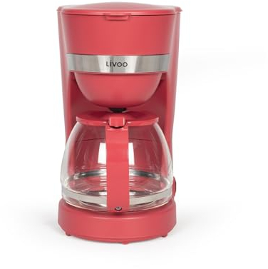 Livoo - cafetière électrique DOD200C - 12 tasses, capacité 1,25L, 750W, filtre réutilisable, maintien chaud
