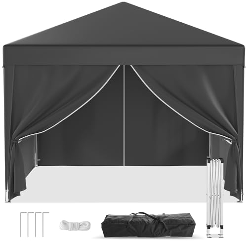 JUMMICO Faltpavillon 3x3 m Wasserdicht Stabil, Gartenzelt mit 4 Seitenteilen und Metall-Verstrebungen, UV-Schutz 50+ Partyzelt Pavillon für Freien, Garten, Party (Grau)