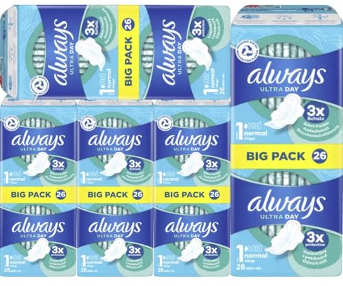 Ultra Day Binden Normal mit Flügeln Big Pack (Größe 1) Pads Binden Damenbinden 26 STÜCK x 5 Packungen