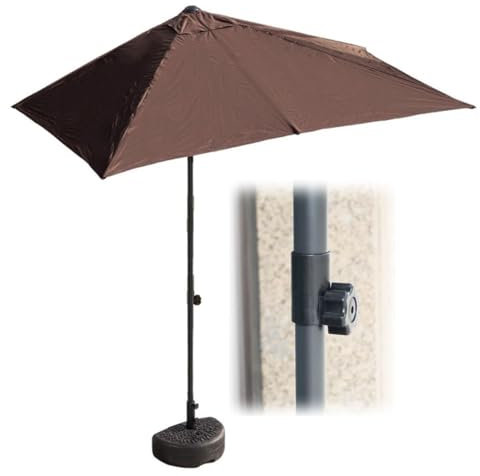 DSKJHI Mezzo Ombrellone Regolabile in Altezza da 170 a 255 cm, Protezione UV 30+, Ombrellone da Muro, a Parete, Balcone, Terrazzo, Giardino, Finestre o Porta (Colore : Marrone)
