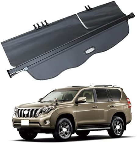Auto Einziehbarer Laderaumabdeckung Kofferraum für Toyota Prado FJ150 2010-2019, Schwarz Schutz Der Privatsphäre Abdeckung Hutablage Cargo Cover, Ausziehbar Kofferraumabdeckung Rollo