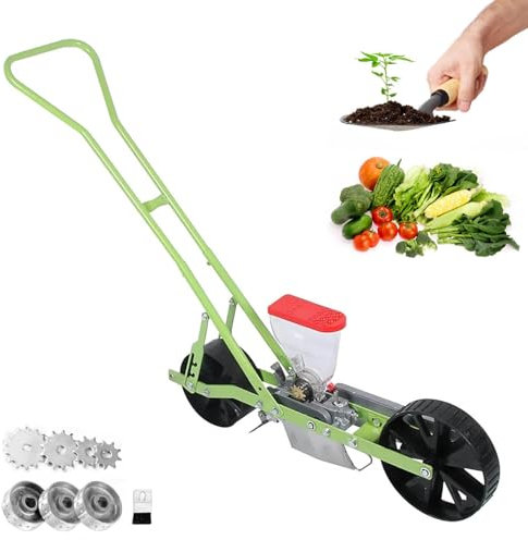 Aredwhiterui Handverstellbarer Gartenstreuer, Pflanzmaschine Für Reihenkulturen - Saattiefe 0–5cm /Pflanzabstand 3–50cm /Reihenabstand 6–12cm, Präzisions-Sämaschine Für 2–10mm Saatgut,1Row