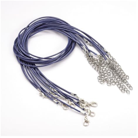 Rockreyoa 1.5mm geflochtene gewachste Lederkordel – DIY Schmuckband mit Verschluss, für Halskette & Armband Blau 10 Stück