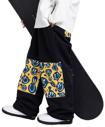 SNOWVERB Reflektierende Baggy-Snowboardhose, wasserdicht, Cargo-Skihose, lockere Passform, isolierte Schneehose für Damen und Herren