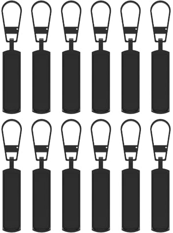 Aeuezxx Spare Zipper Pulls, 12 PCS Metal Zipper Pull Tabs Removable, Replacement Metal Zippers Pull Luggage, Purse, Clothes, Jeans, Suitcase