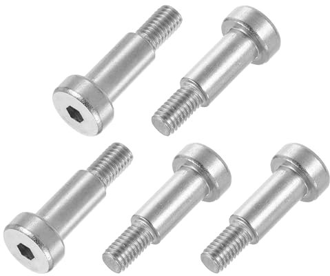 sourcing map 12Pcs 304 Stainless Steel Shoulder Bolt 8mm Shoulder Dia 16mm Shoulder Length M6 Thread Hex Socket Shoulder Bolts for Textile Hydraulic Injection Molding Machinery Industries