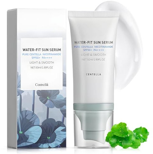 Centella Sunscreen, Crema Solare Viso SPF50+PA++++, Crema Solare Coreana, Una crema solare Idratante, Waterproof, Non Grasso, Forte Protezione UV per Tutti i Tipi di Pelle