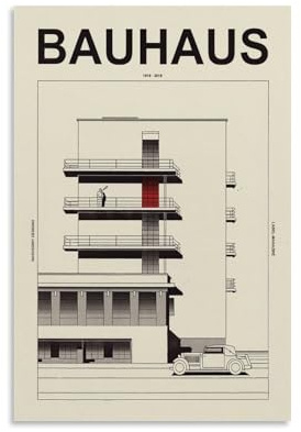 PANTTING Bauhaus Vintage-Poster, ästhetischer Leinwand-Kunstdruck, Heimdekoration für Schlafzimmer, Wohnzimmer, 30 x 45 cm, ungerahmter Stil