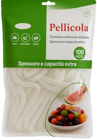 100 Sacchetti Copri Alimenti con Elastico - Riutilizzabili, Trasparenti, Estensibili - Ideali per Ciotole, Piatti e Contenitori