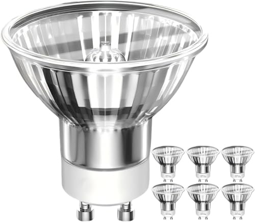RAGFOZ Halogen Leuchtmittel GU1O 35W 230V, dimmbar, 2800K Warmweiß, Halogen Reflektor, MR16 Lampe für Einbauleuchten, Spotbeleuchtung, Kerzenwärmerlampe, 6er Pack