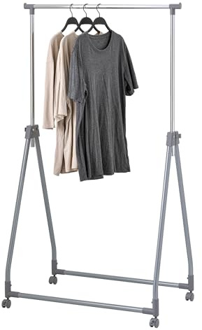 Heavy Duty Garment Rack Clothes Rack, Adjustable Clothing Rack Organizer, Single or Double Rail Hanging Rack with Optional Wheels & Shelves for Bedroom, Laundry, Closet & Retail Store (STYLE 3)