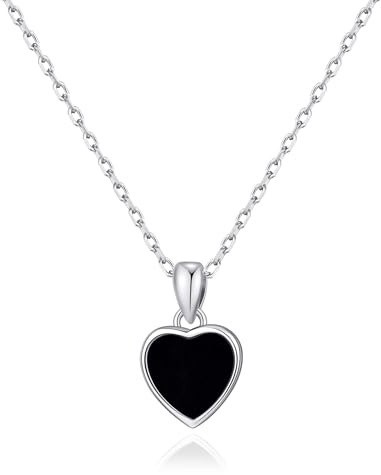 Philip Jones Black Onyx Gemstone Heart Necklace