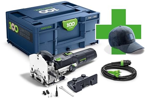 Festool Dübelfräse Domino DF 500 Q-Plus - 100 Jahre Edition im Systainer | Präzise Schlitzfräse für Holzverbindungen, inklusive Jubiläums-Zubehör und robustem Transportkoffer für Profi-Handwerker.