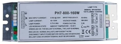 Ballast Électronique Lampe électronique Germicide UV PH5-800-150W 220V Traitement des gaz résiduaires Ballast de Tube Ultraviolet Lampe à Plaque UV(160W)
