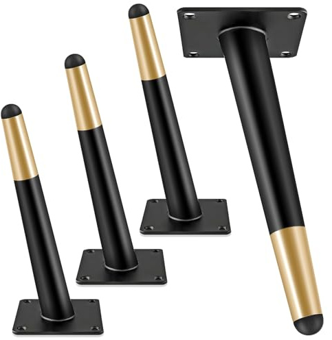 ONNIJUN 8 Inch Furniture Legs Set of 4 Black Gold Mid-Century Metal Replacement Legs for Chairs, Sofas, Cabinets, Tables, DIY Projects