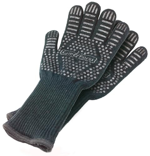 Grillfürst Grillhandschuhe Silikon/Aramid (L-XL) - Hitzeschutz bis 500 °C, Anti-Rutsch Silikonbeschichtung, Meta-Aramid Innen Baumwolle, Linke & rechte Hand nutzbar, Lange Stulpe - 1 Paar